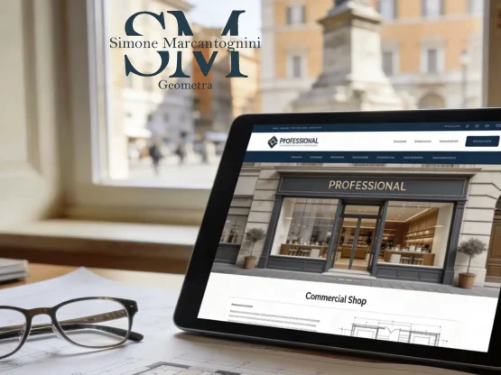 Esempio di documentazione Scia commerciale Roma su tavolo da disegno professionale del Geometra Marcantognini.